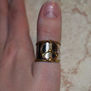 Metal peace sign open back ring